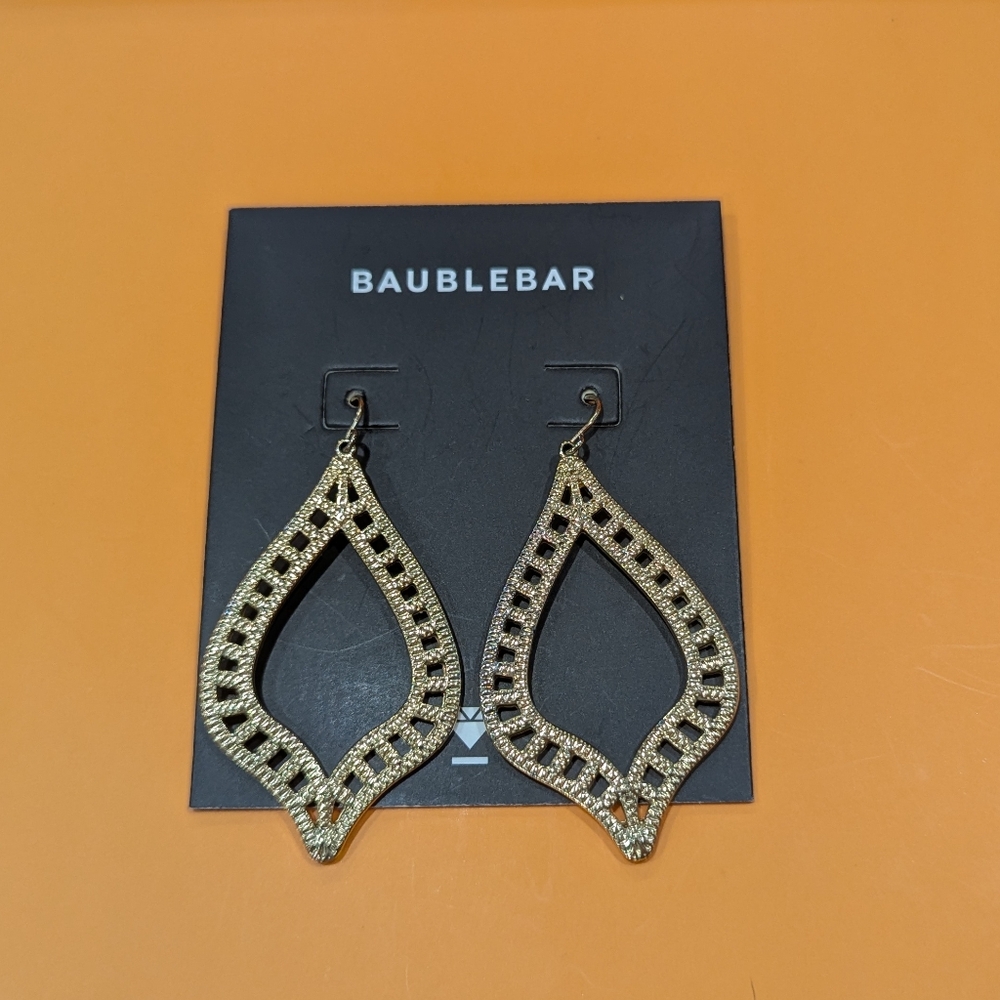 BaubleBar Gold Intricate Drop Earrings
